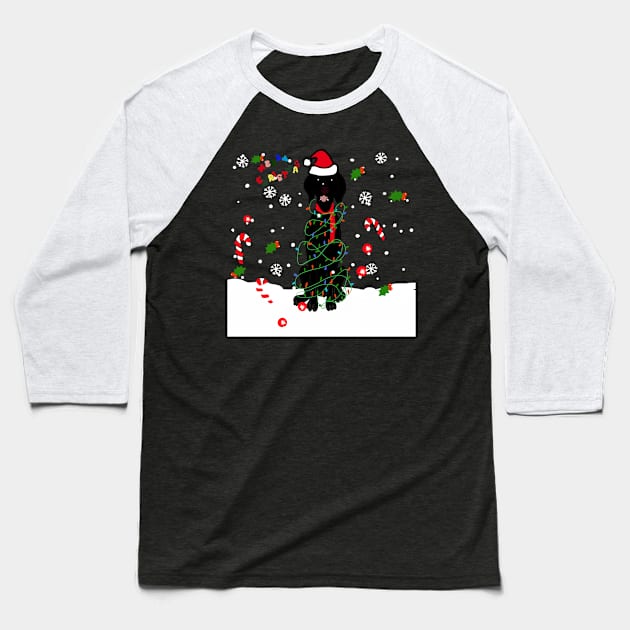 Black Christmas lab doggy with Christmas pattern Baseball T-Shirt by Mermaidssparkle